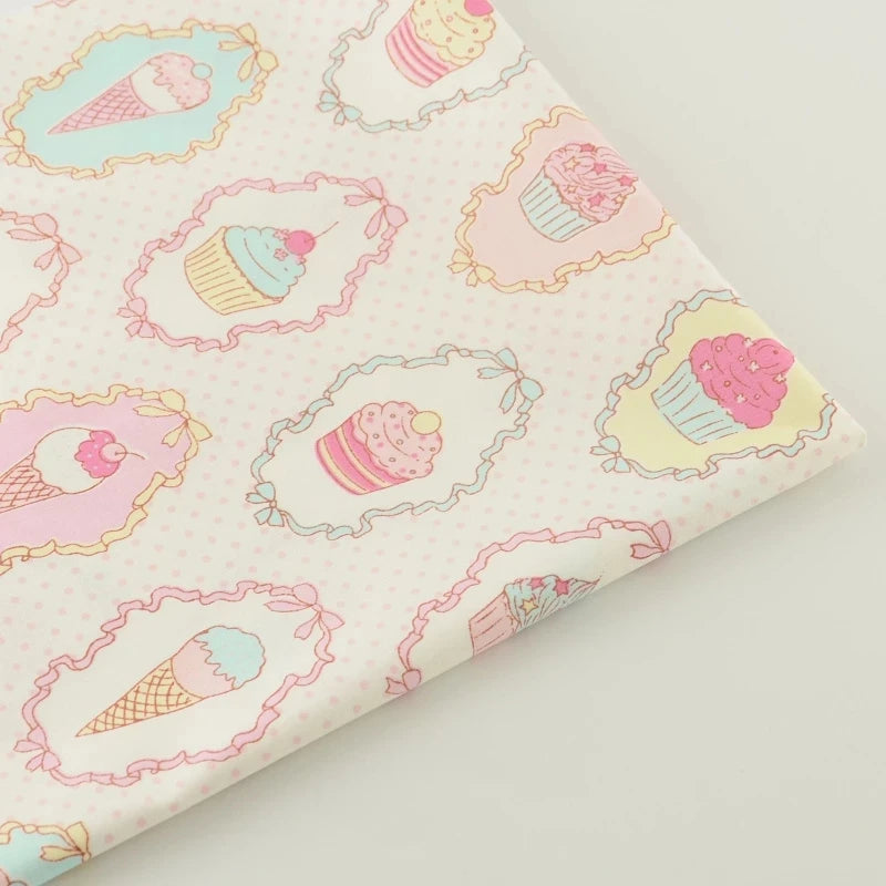 Textile Sewing Cloth Fabrics Pink Printed Cake Ice-Cream Designs Cotton Fabric Quilting Tela Bedding Scrapbooking Decoration