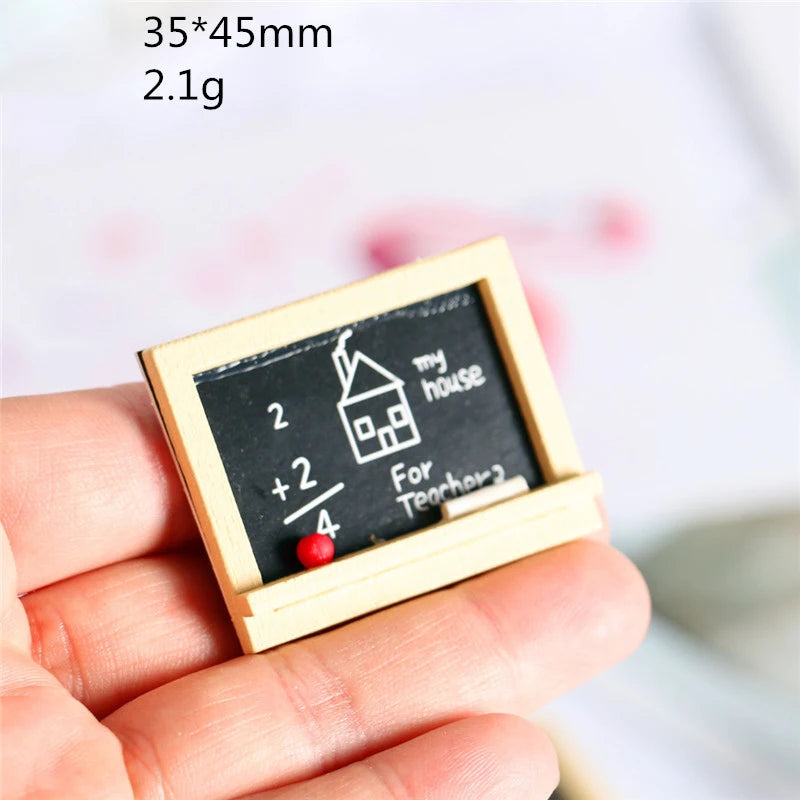 Wood Wooden Blackboard ABC Classroom School Furniture Education Models Figurines for 1/6 1/12 Dollhouse Kids Children Gifts Toys