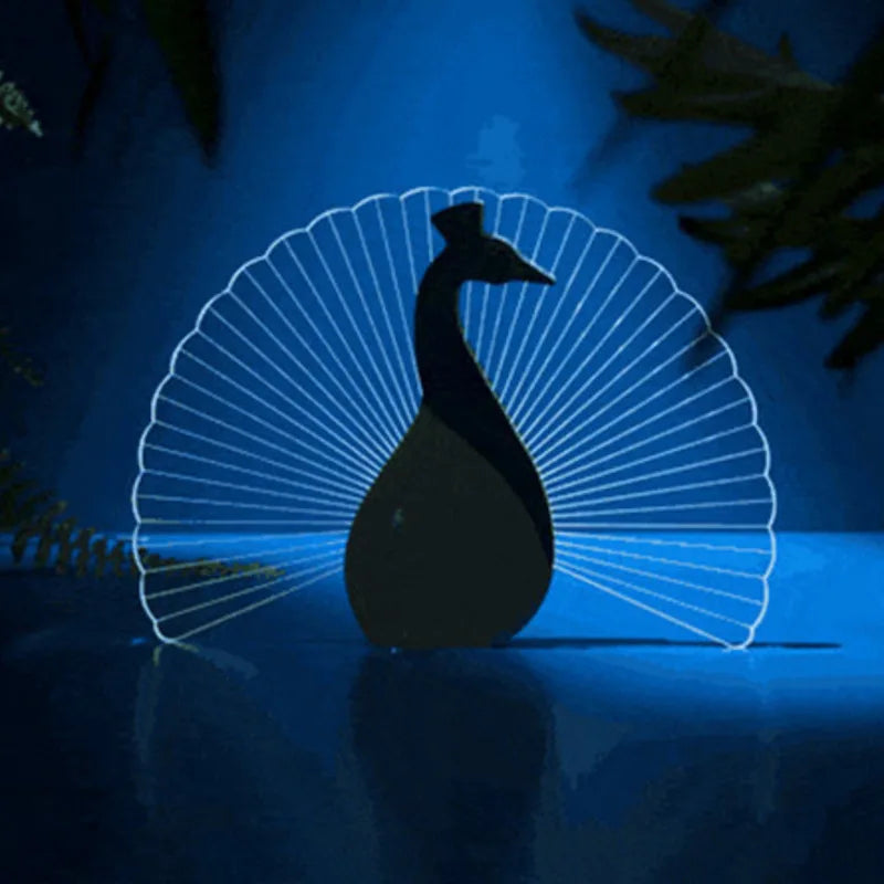 Creative Home Decorate Animal Luminous Ornaments Wood Acrylic Art Table Ornaments Pelican Sirius Whale Toucan Room Decor