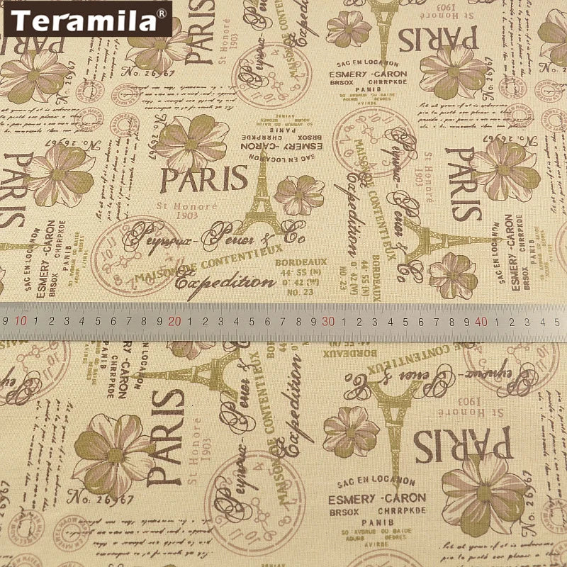TERAMILA Cotton linen fabrics Map of the Word Home décor Sewing Material for Tablecloth Pillow Curtain Cushion Tissu