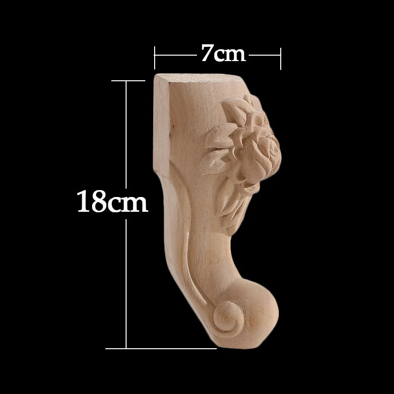 Furniture With Solid Wood Legs Carving Flower Sofa Seat TV Cabinet Feet No Paint Drop Ship Replace Home Decoration Accessories
