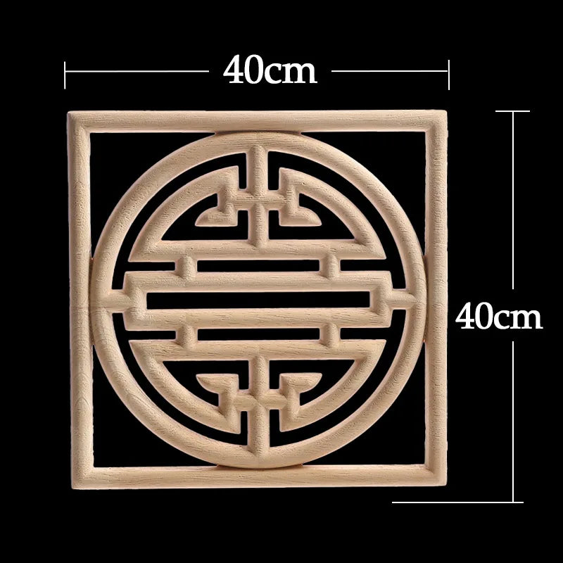 Decorative Wood Appliques Unique Exquisite Natural Floral Wooden Carved Onlay Decal Figurines Home Furniture Door Decor Square