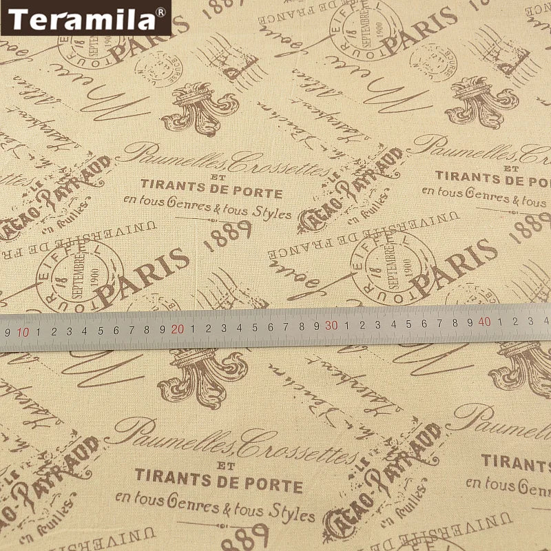 TERAMILA Cotton linen fabrics Map of the Word Home décor Sewing Material for Tablecloth Pillow Curtain Cushion Tissu