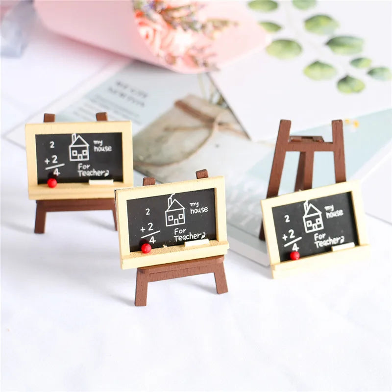 Wood Wooden Blackboard ABC Classroom School Furniture Education Models Figurines for 1/6 1/12 Dollhouse Kids Children Gifts Toys