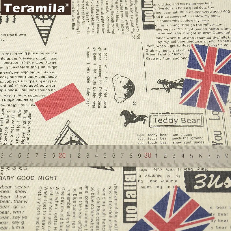 TERAMILA Cotton linen fabrics Map of the Word Home décor Sewing Material for Tablecloth Pillow Curtain Cushion Tissu