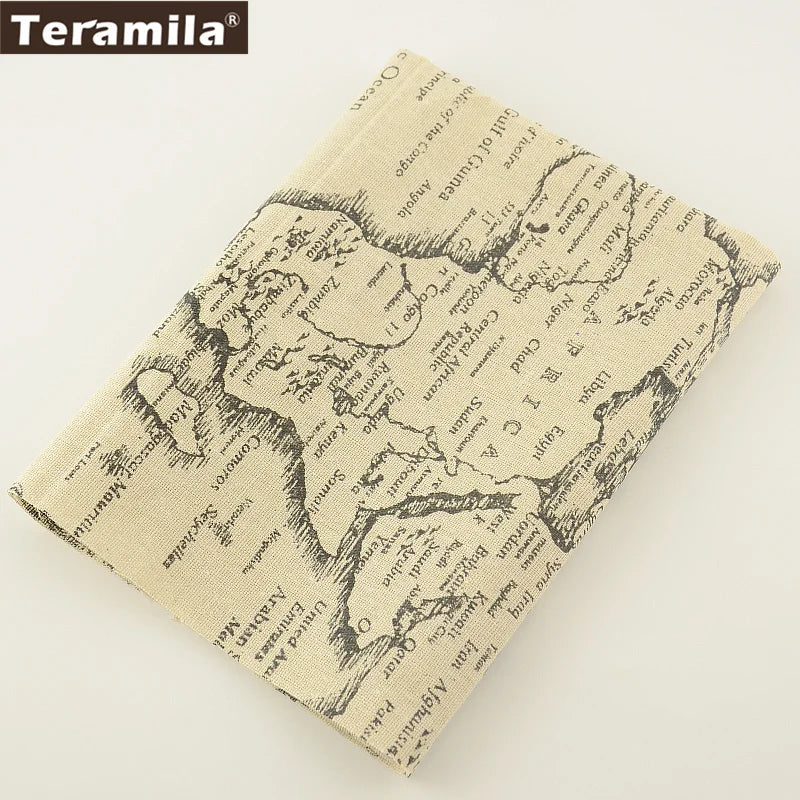 Map of the Word Canvas Linen Fabric TERAMILA Home Textile Tela Metro Sewing Material Tissu Tablecloth Pillow Curtain Cushion