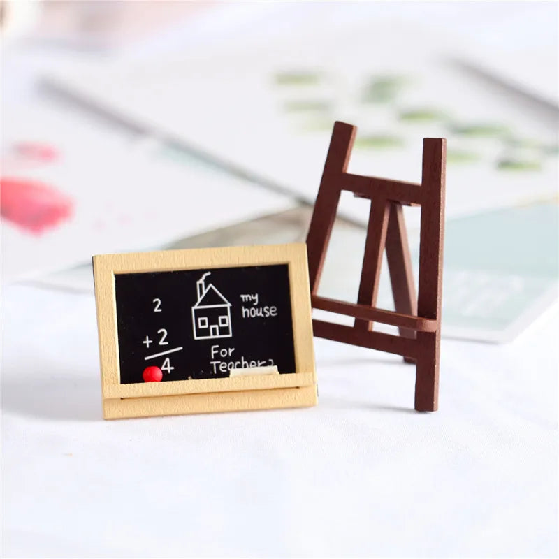 Wood Wooden Blackboard ABC Classroom School Furniture Education Models Figurines for 1/6 1/12 Dollhouse Kids Children Gifts Toys