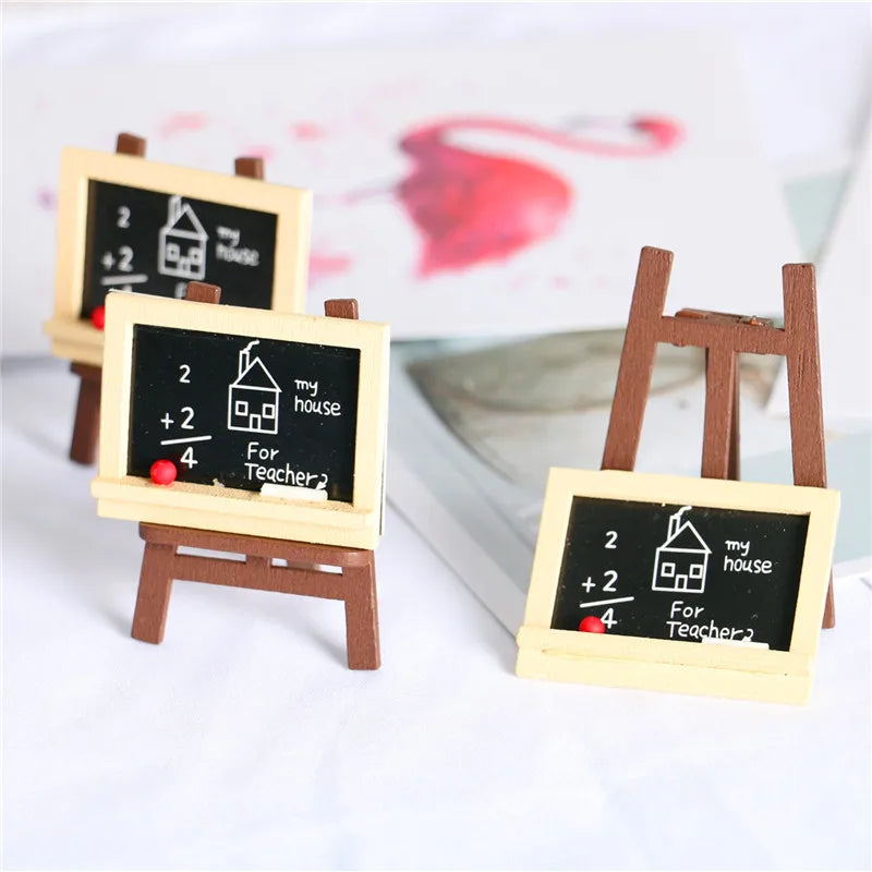 Wood Wooden Blackboard ABC Classroom School Furniture Education Models Figurines for 1/6 1/12 Dollhouse Kids Children Gifts Toys
