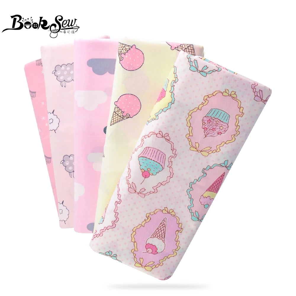 Textile Sewing Cloth Fabrics Pink Printed Cake Ice-Cream Designs Cotton Fabric Quilting Tela Bedding Scrapbooking Decoration