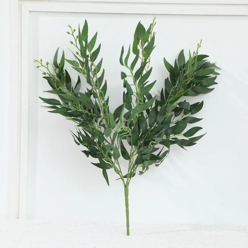 Artificial Plants Italian Ruscus Greenery Stems Spring Faux Shrub Bushes Green Leaves for Wedding Arch Bouquet Home Decor