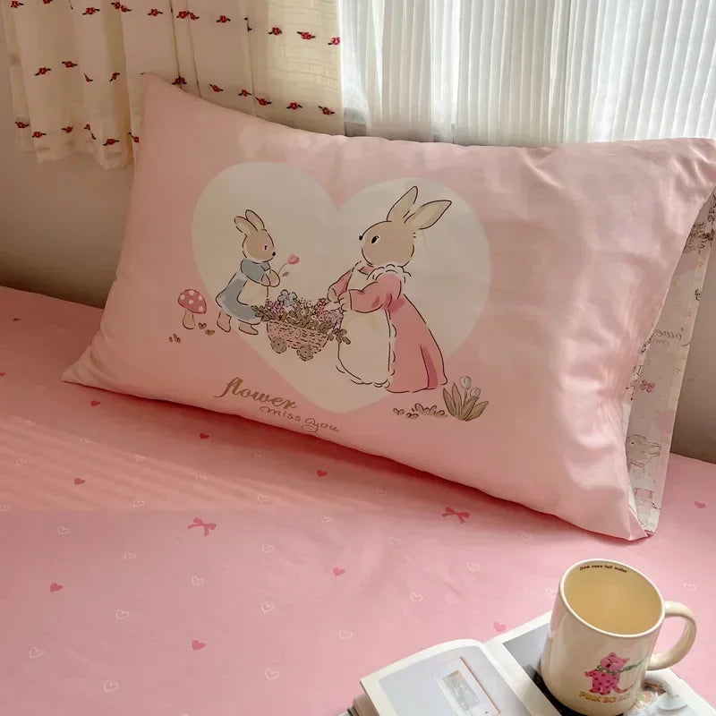 Pillow Covers Cute Design Soft Breathable Rectangular Pillow Covers Cartoon Pillowcase Cotton Pillowcase 20x30 Inch Bed Decor