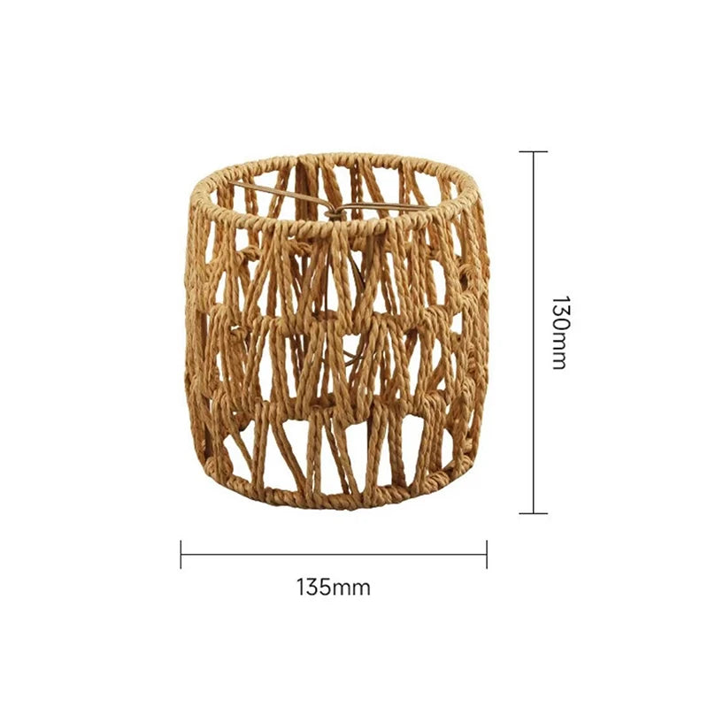 Bohemian Style Hanging Lampshade Handmade Woven Lamp Shade For Living Room Bedroom Hotel Simulated Rattan Lighting Accessories