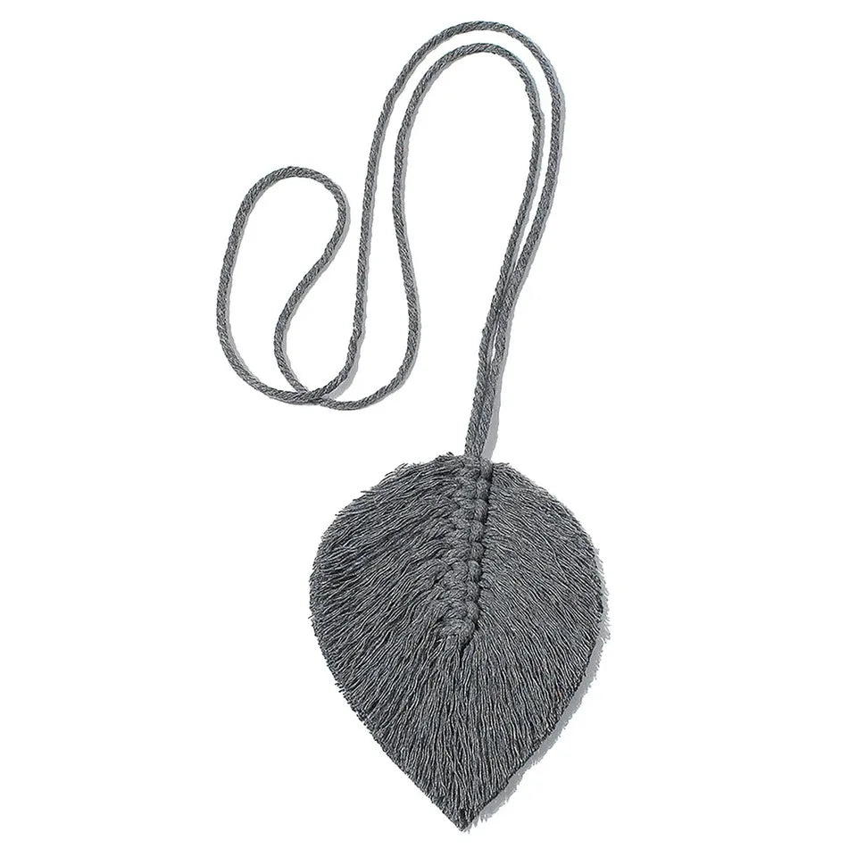 Bohemian Style Woven Curtain Tie Rope with Tassel Leaf Wood Bead Decoration Simple Ins Fringe Strap Tie for Window Drapes