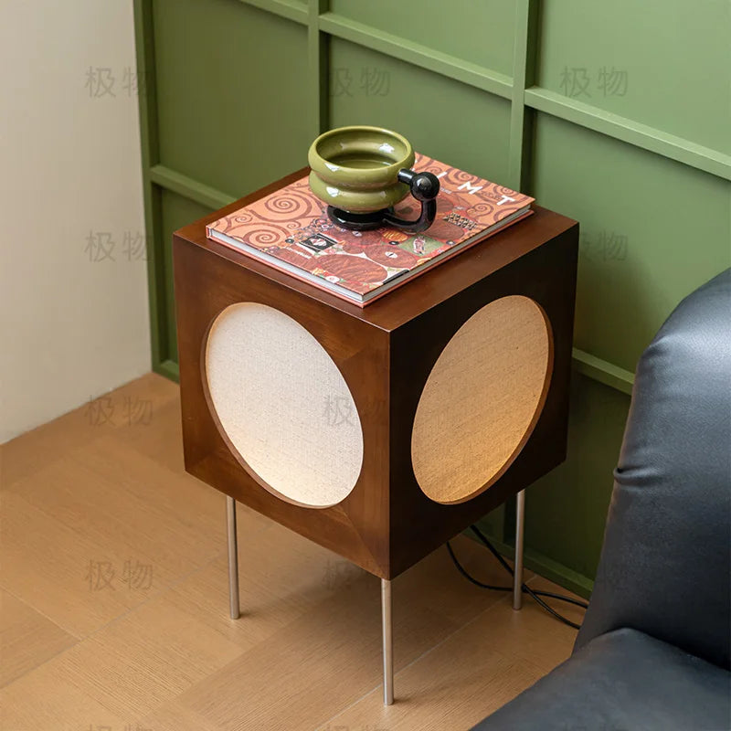 Mid-century Modern End Table, Vintage Floor Lamp with Storage Shelf,  Industrial Coffee Table with Charging Station