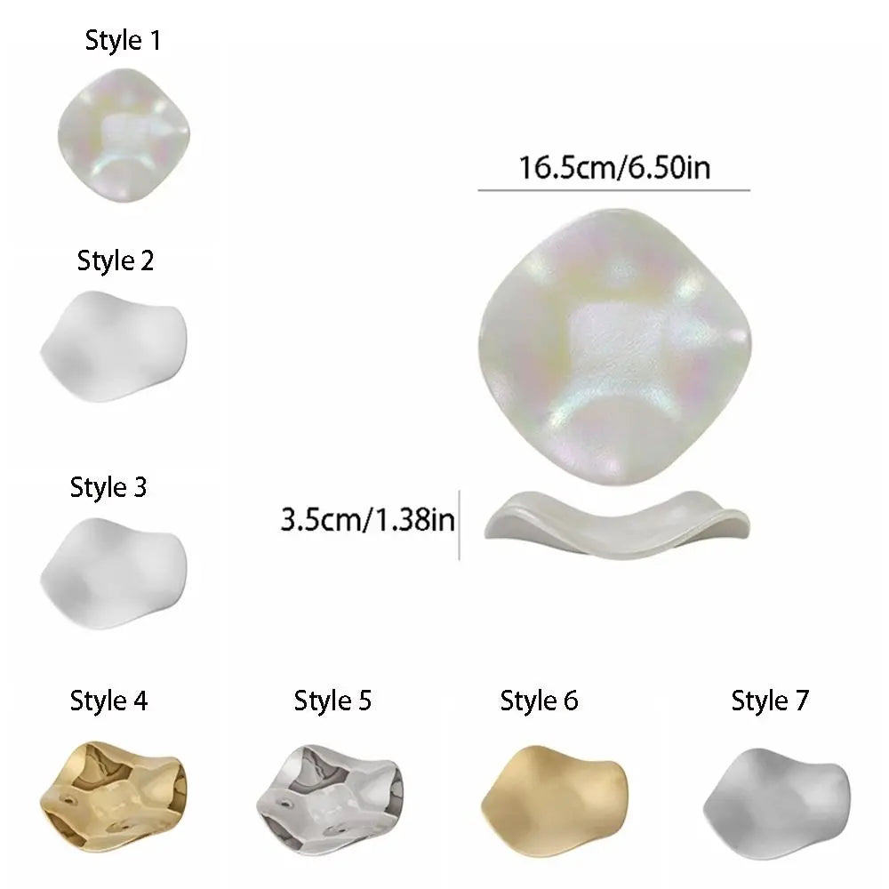 Ceramic Jewelry Display Tray Irregular Flower Shaped Storage Plate Crafts Ins Style Decorative Plate for Dessert Cake Snack