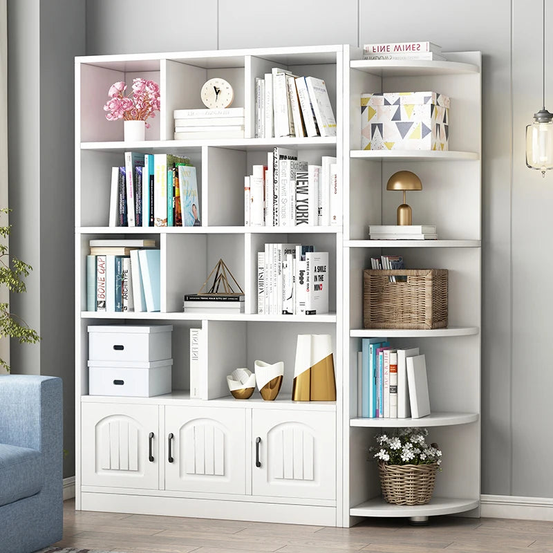 Simple Wooden Bookshelf Storage Rack Floor-standing Bookcase for Living Room Bedroom Office-Display Cabinet