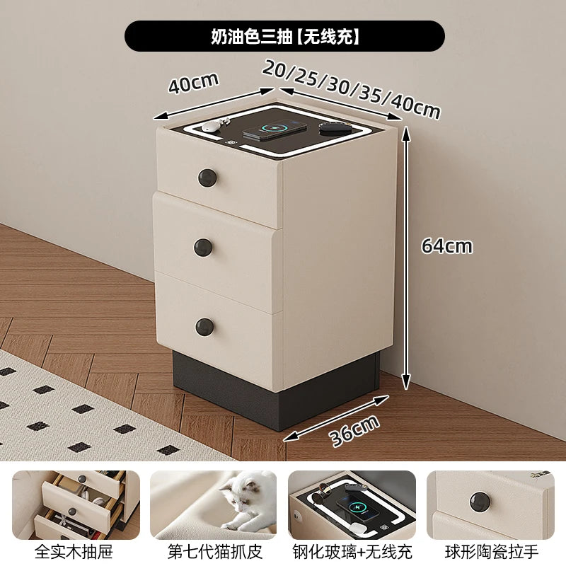 Minimalist Storage Nightstand Aesthetic Lamp Smart White Nightstand Drawer Cabinet Mesita De Noche Dormitorio Home Furniture