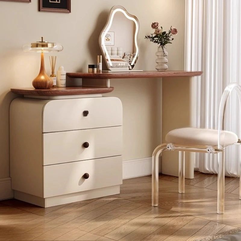 Wooden Vintage Dressing Table Girls Multifunctional Cabinets Fashionable Dressing Table Stool Standing Coiffeuse Rome Furniture