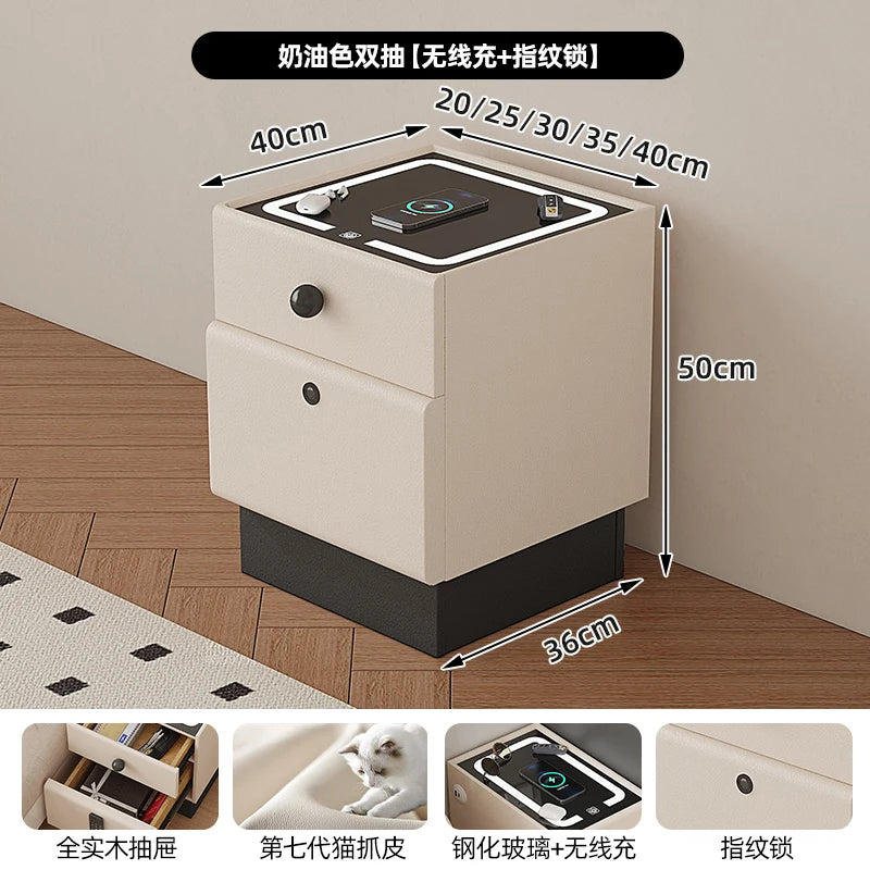 Minimalist Storage Nightstand Aesthetic Lamp Smart White Nightstand Drawer Cabinet Mesita De Noche Dormitorio Home Furniture