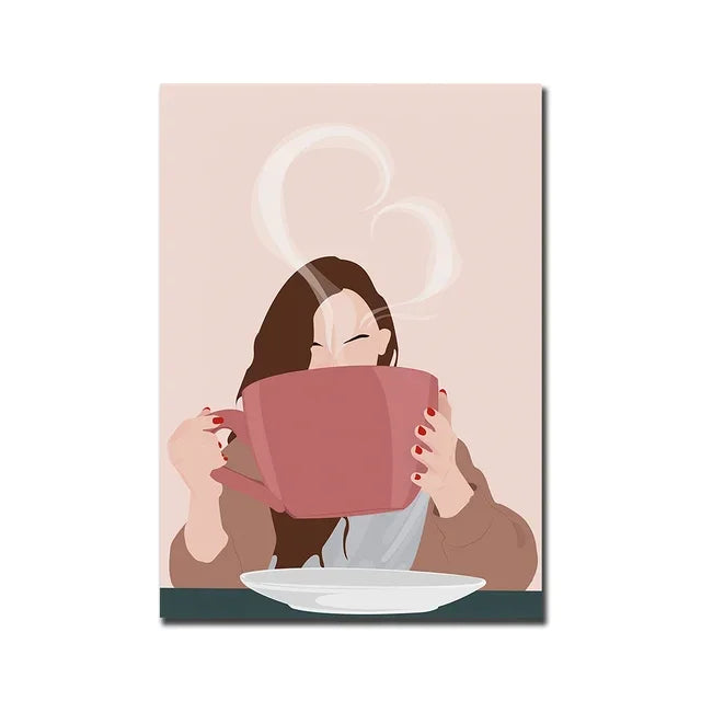 Modern Minimalist Wall Art  Good Morning Coffee Diver HD Sail Print Poster for Living Room Bedroom Pantry Decoration  Home Decor