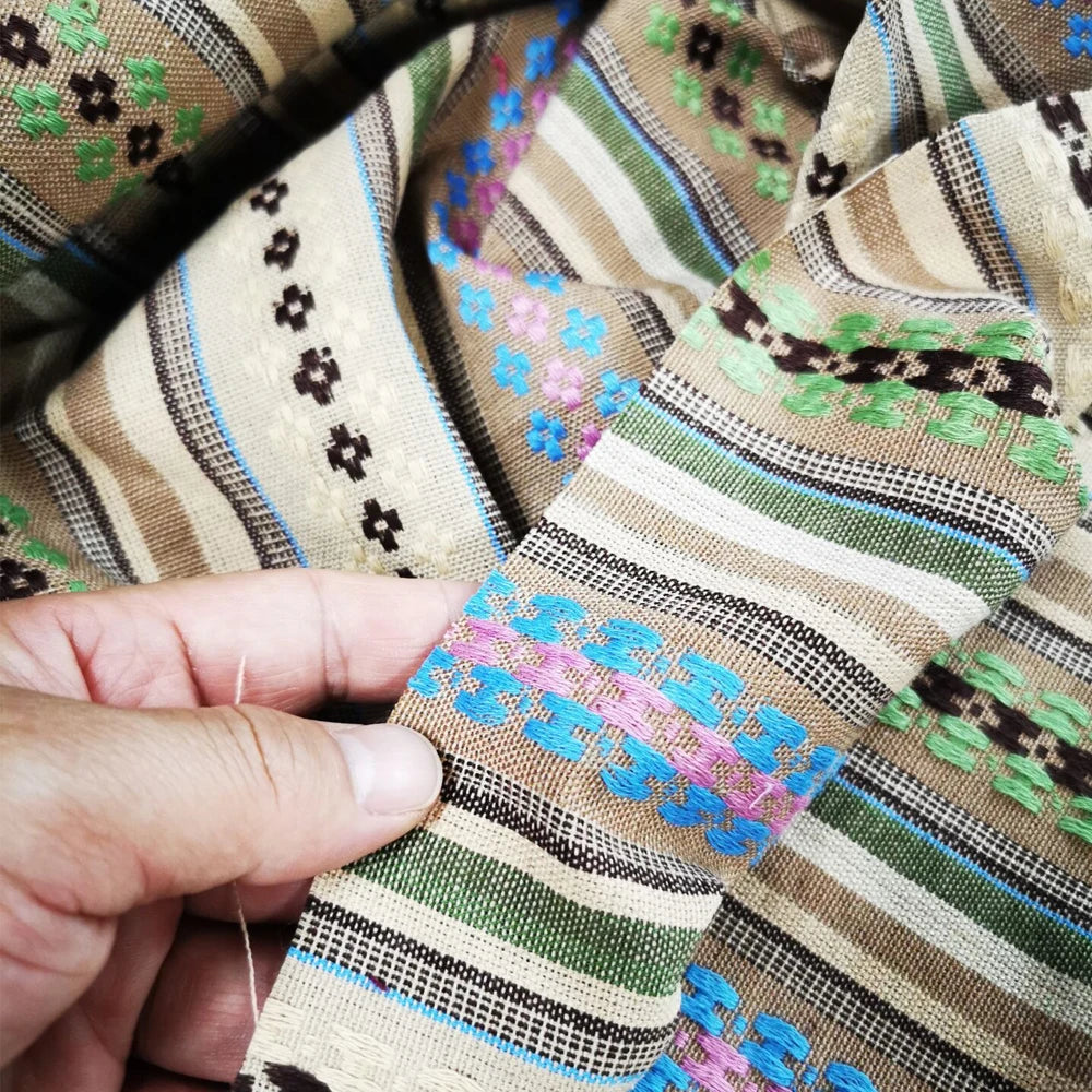 Teramila Ethnic Cotton Linen Fabric 0.5-2Yards Hotel Bar Tablecloth Pillow Sofa Cover Patchwork Curtain Decorative Textile