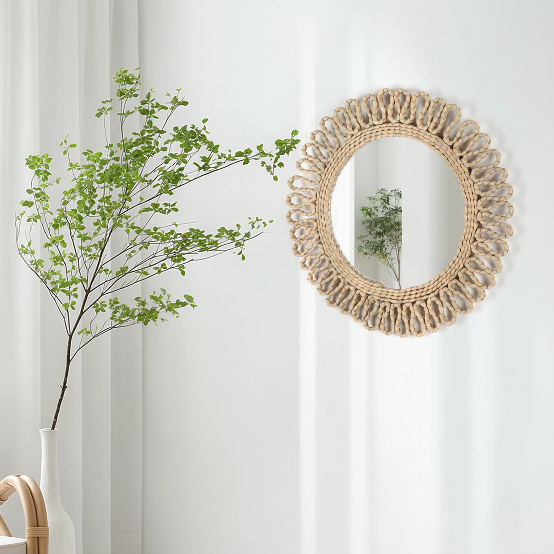 Bohemian circular wall woven decorative Mirror Homestay style wall hanging decoration hotel living room bedroom pendant