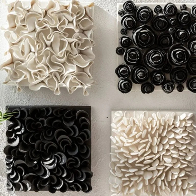 Ceramic Creative Square Wall Accents Solid Color Artistic Living Room Wall Accents Modern Simple Romantic Home Decorations