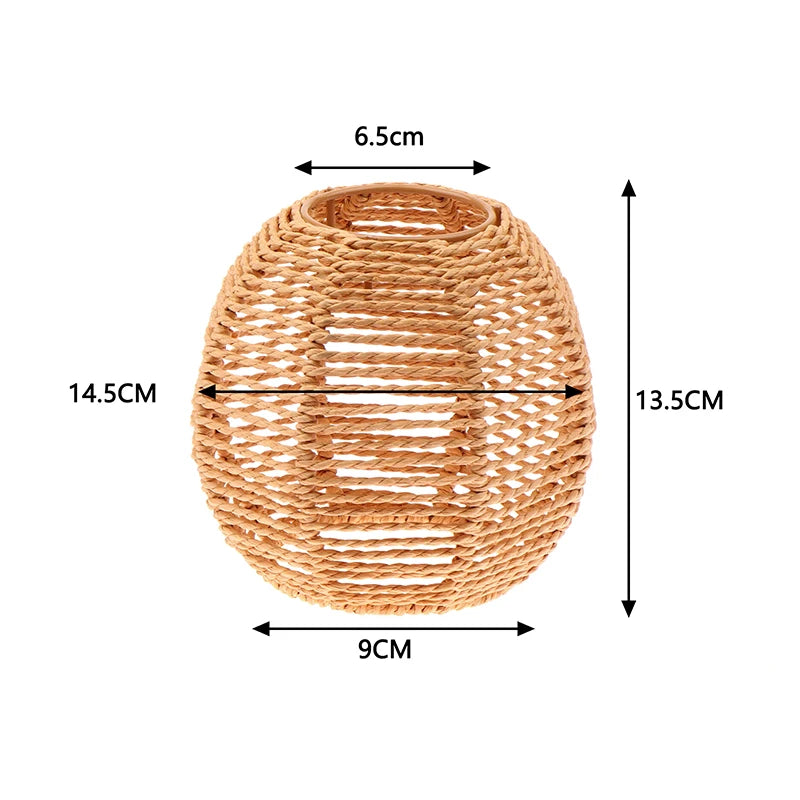 Bohemian Style Hanging Lampshade Handmade Woven Lamp Shade For Living Room Bedroom Hotel Simulated Rattan Lighting Accessories