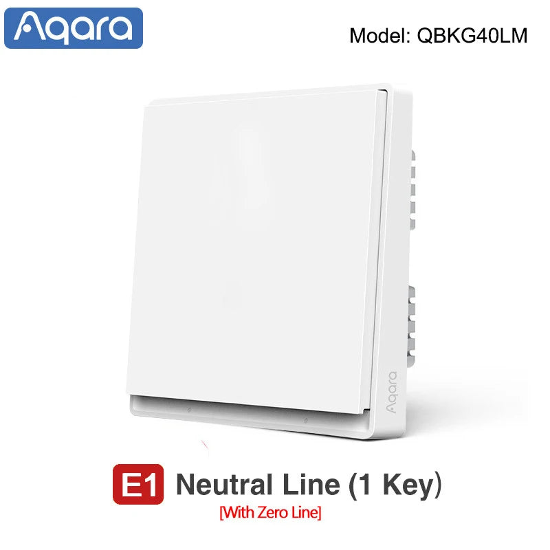 Newest Aqara Smart Wall Switch E1 ZigBee Smart Home Wireless Light Switch Fire Wire With NO Neutral For Xiaomi Mi Home homekit