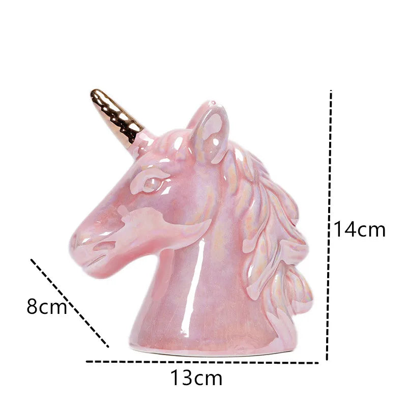 Decorative Piggy Bank Statues Room Ornaments For Girls Sculptures Home Decor Modern Living Room Decoration Table Pink Unicorn