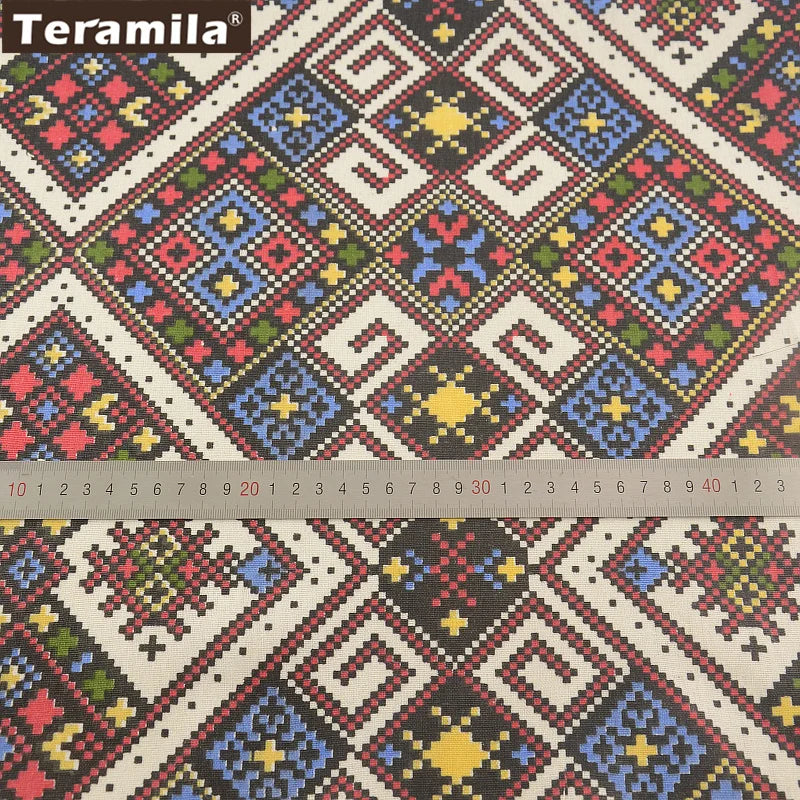TERAMILA Cotton linen fabrics Map of the Word Home décor Sewing Material for Tablecloth Pillow Curtain Cushion Tissu