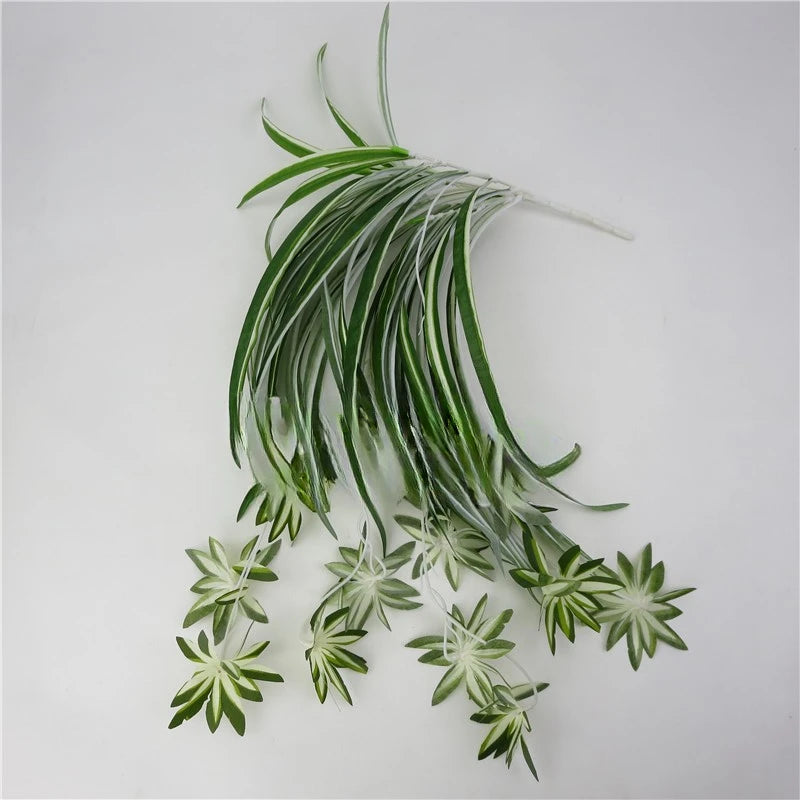 Artificial Plants Wall Hanging Chlorophytum Potted Green Plants PVC Fake Plants Simulation Flower for Wedding Party Home Decor