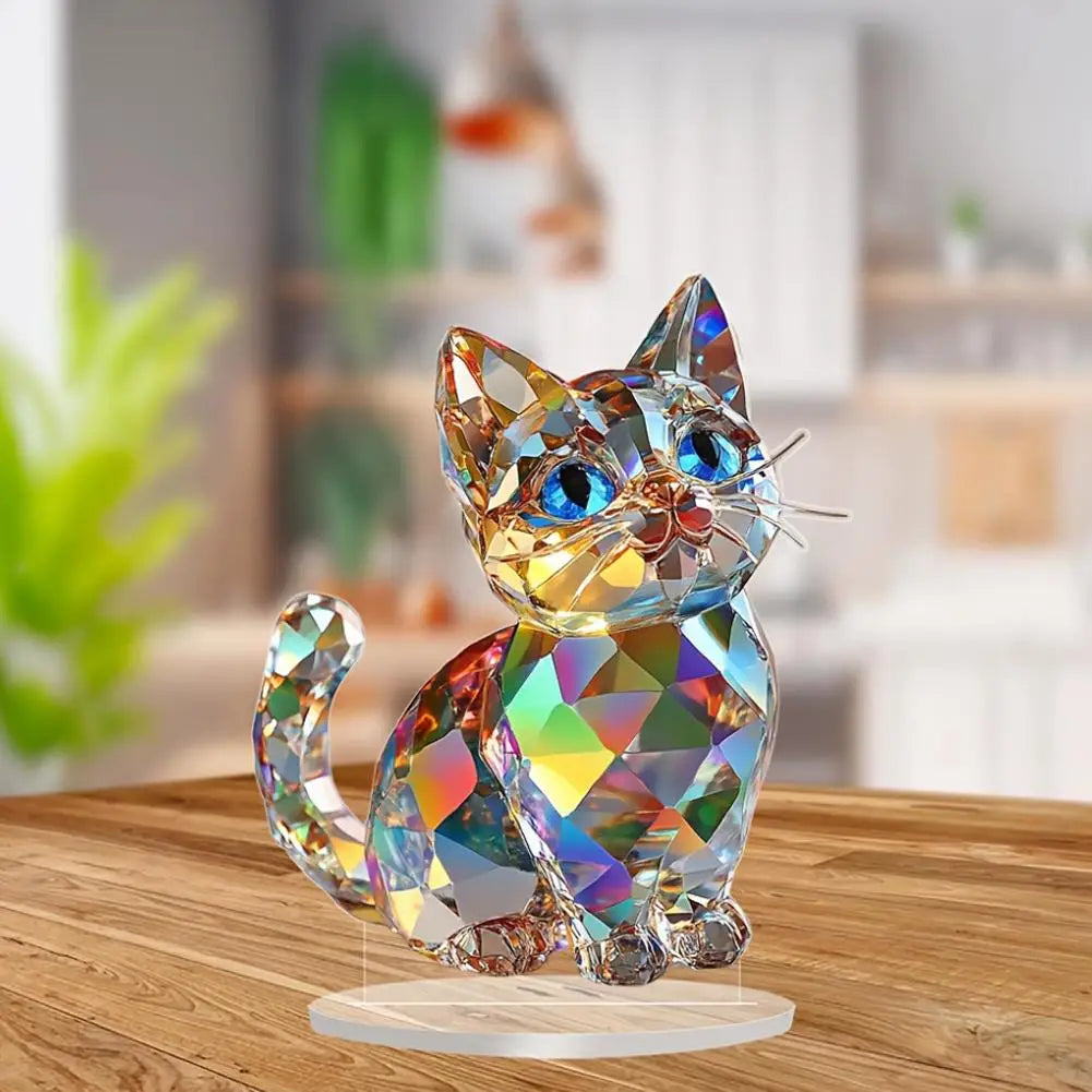 Cute Cat Ornament 2D Flat Acrylic Figurine Art Home Decoration Perfect Gift for Family and Friends Bedroom Desktop Decoration