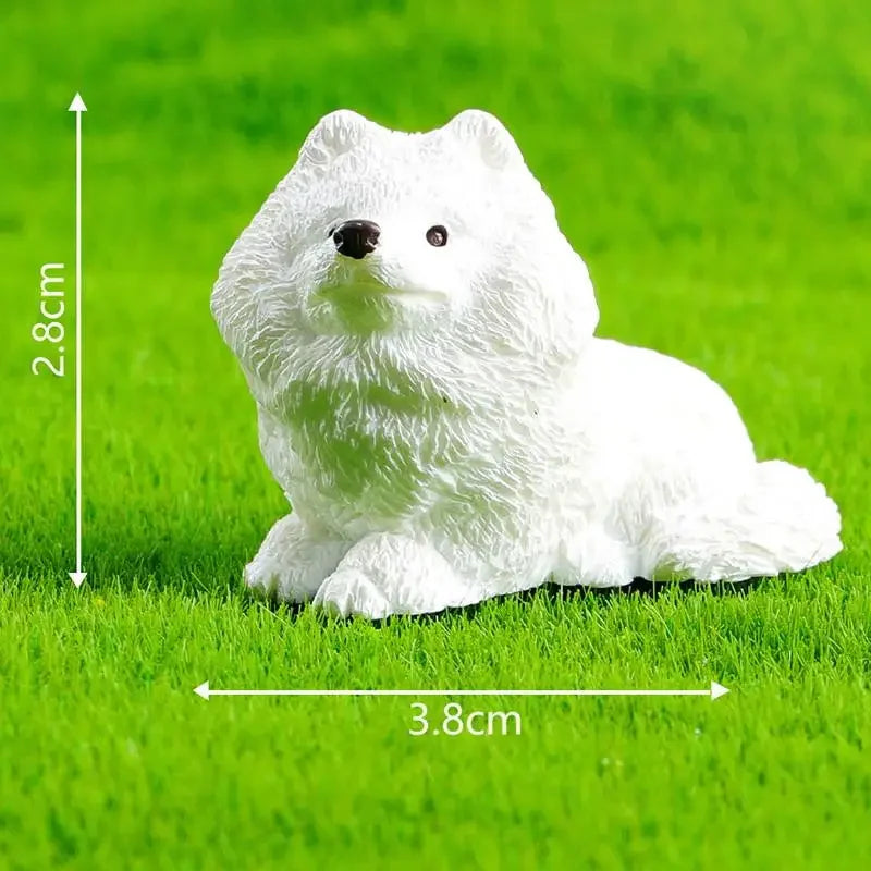 5PCS Realistic Mini Samoyed Decorative Figurines Kawaii Dogs Resin Desk Decoration Miniatures Home Decor DIY Accessories