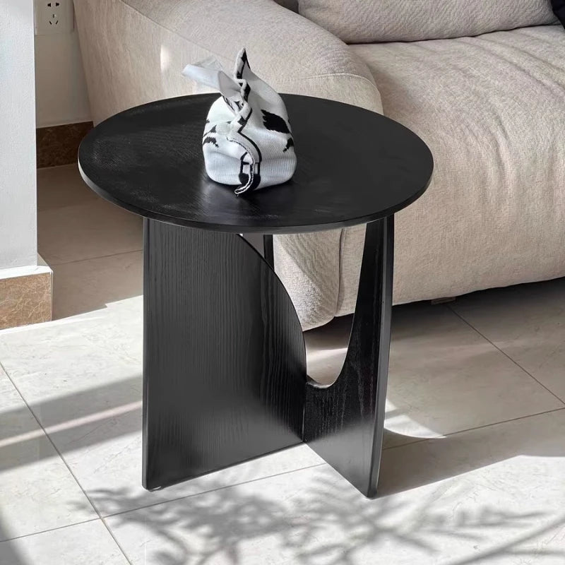 Wood Coffee Table Morden Designer Corner Interior Home Living Room Decoration Wood Round Sofa Side Table Room Small Furniture