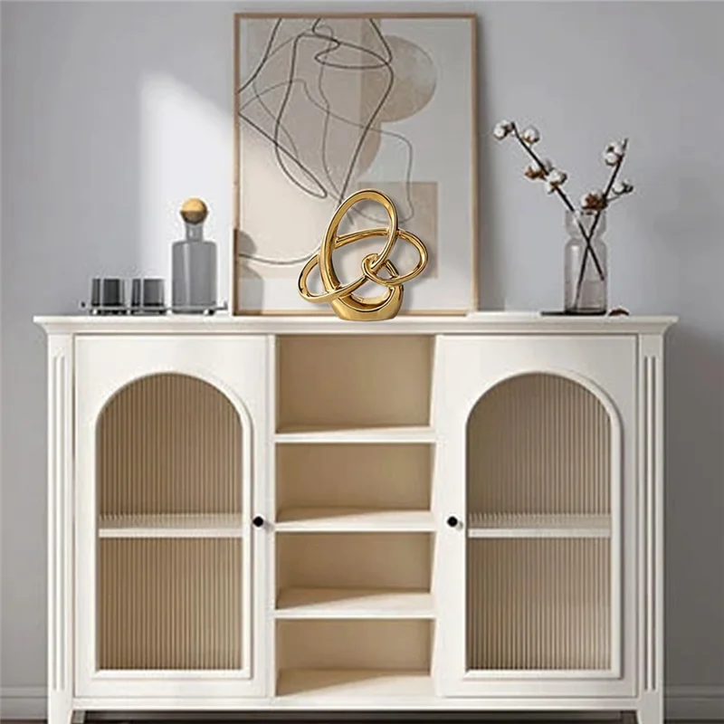 RALCA-Modern Gold Decor  Geometric Sculpture, Abstract Home Accent & Tabletop Figurine