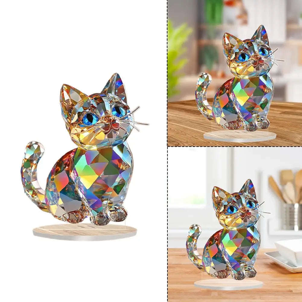 Cute Cat Ornament 2D Flat Acrylic Figurine Art Home Decoration Perfect Gift for Family and Friends Bedroom Desktop Decoration