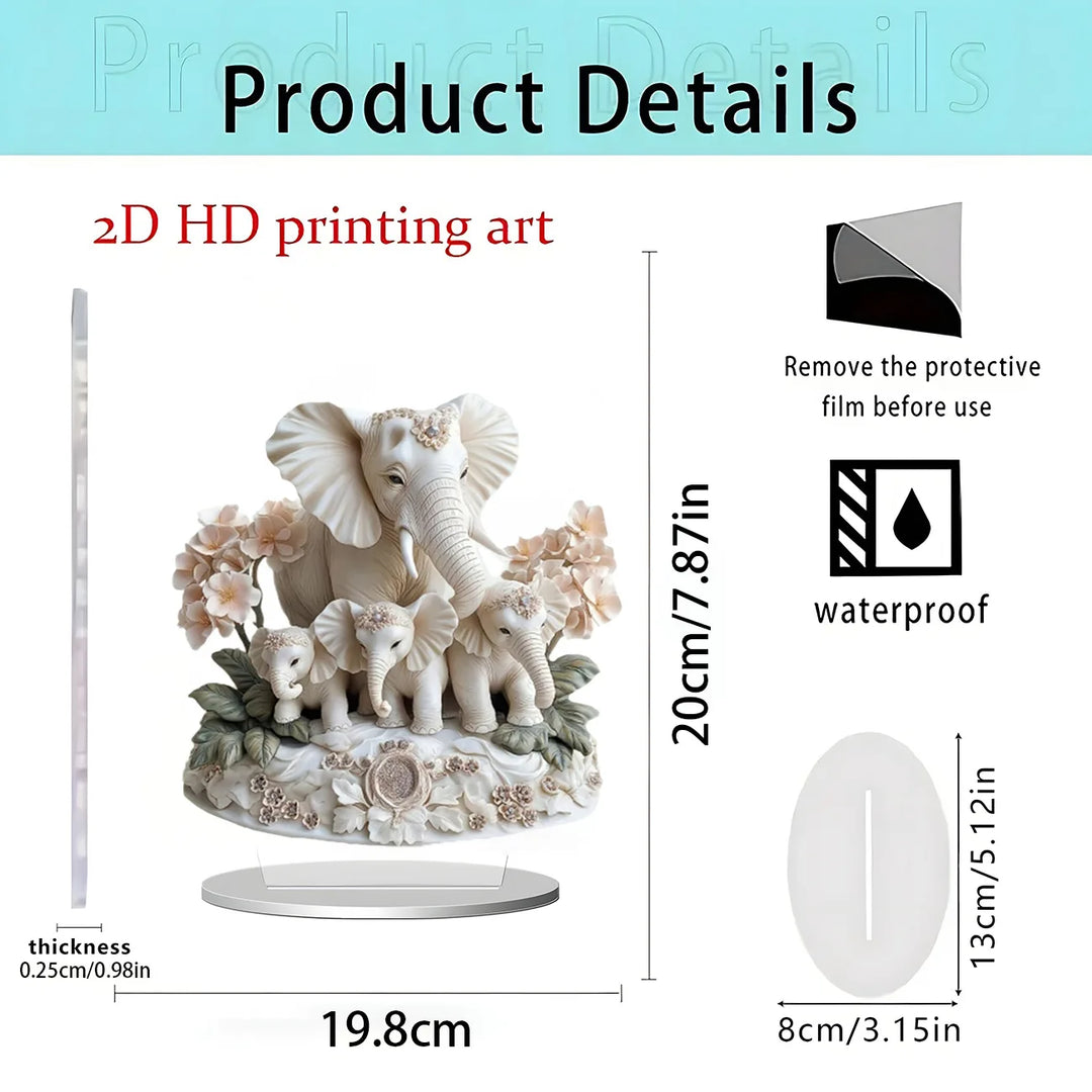Bohemian elephant home desktop decoration with gold and white jewelry, suitable for bedroom decoration and ideal Easter gift,