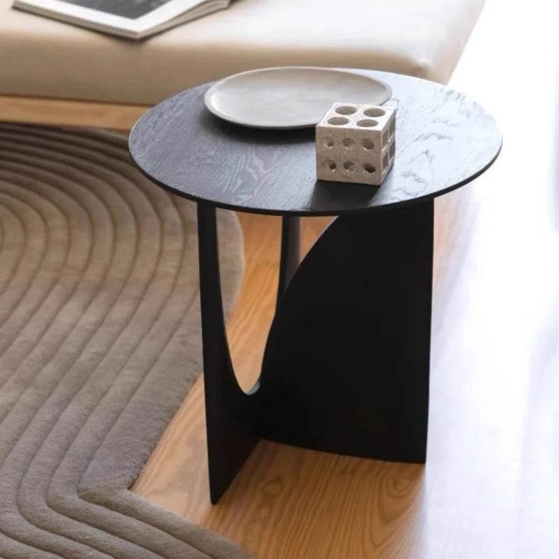 Wood Coffee Table Morden Designer Corner Interior Home Living Room Decoration Wood Round Sofa Side Table Room Small Furniture