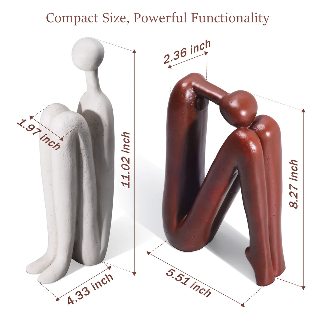 Decorative Bookends for Heavy Books, Thinker Statue Book Holders for Shelves & Office Desk, Abstract Decor Aesthetic Book Ends S