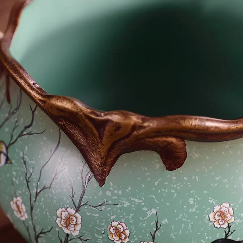 European Palace Gold Flower Vase Centerpiece Ornaments Home Furnishing Decoration Crafts Livingroom Dining Room Retro Vase