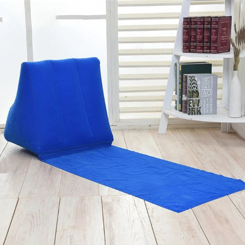 Inflatable Wedge Pillow With Mat PVC Flocking Travel Portable Back Support Triangle Cushion Beach Pillow