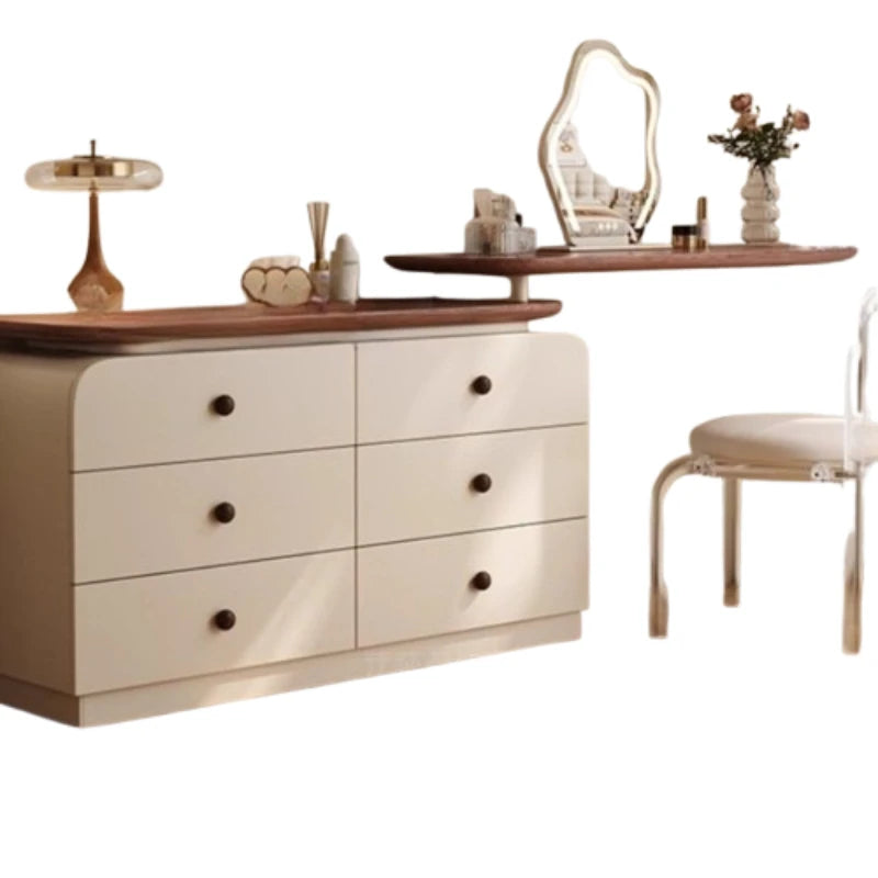 Wooden Vintage Dressing Table Girls Multifunctional Cabinets Fashionable Dressing Table Stool Standing Coiffeuse Rome Furniture