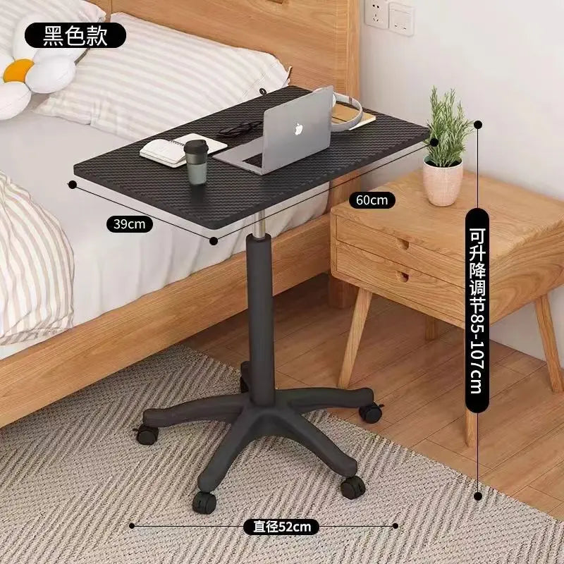 Modern Mobile Adjustable Desk, Dormitory Laptop Workstation, Small Bedside Table with Casters, Live Streaming Desk