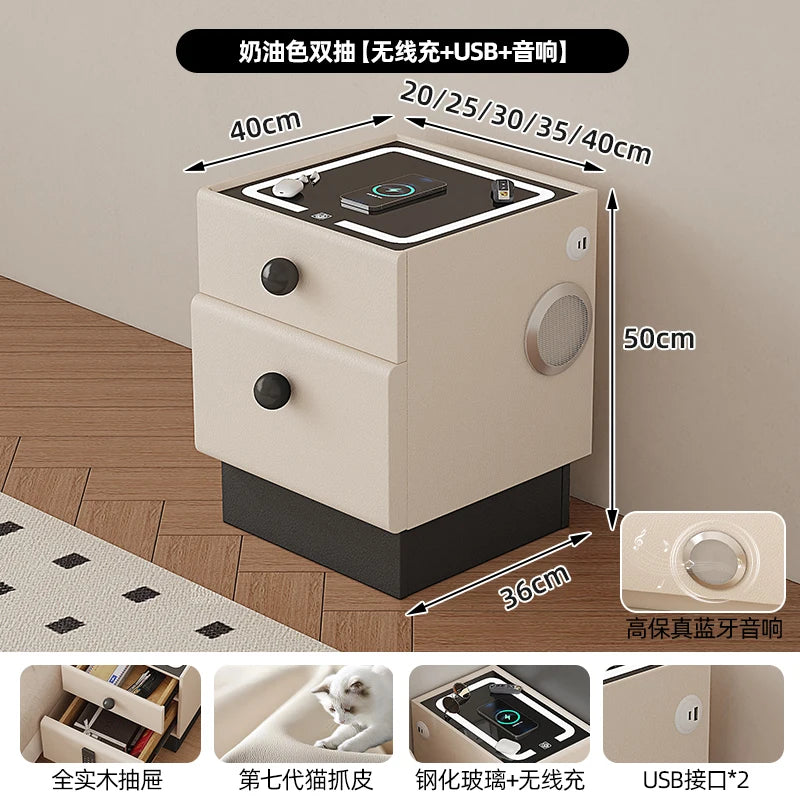 Minimalist Storage Nightstand Aesthetic Lamp Smart White Nightstand Drawer Cabinet Mesita De Noche Dormitorio Home Furniture