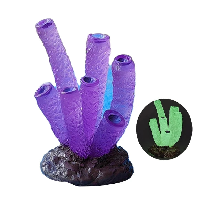 AquaticWater Coral Figurine Fishtanks Glowing Decors Aquariums Sinkable Ornament