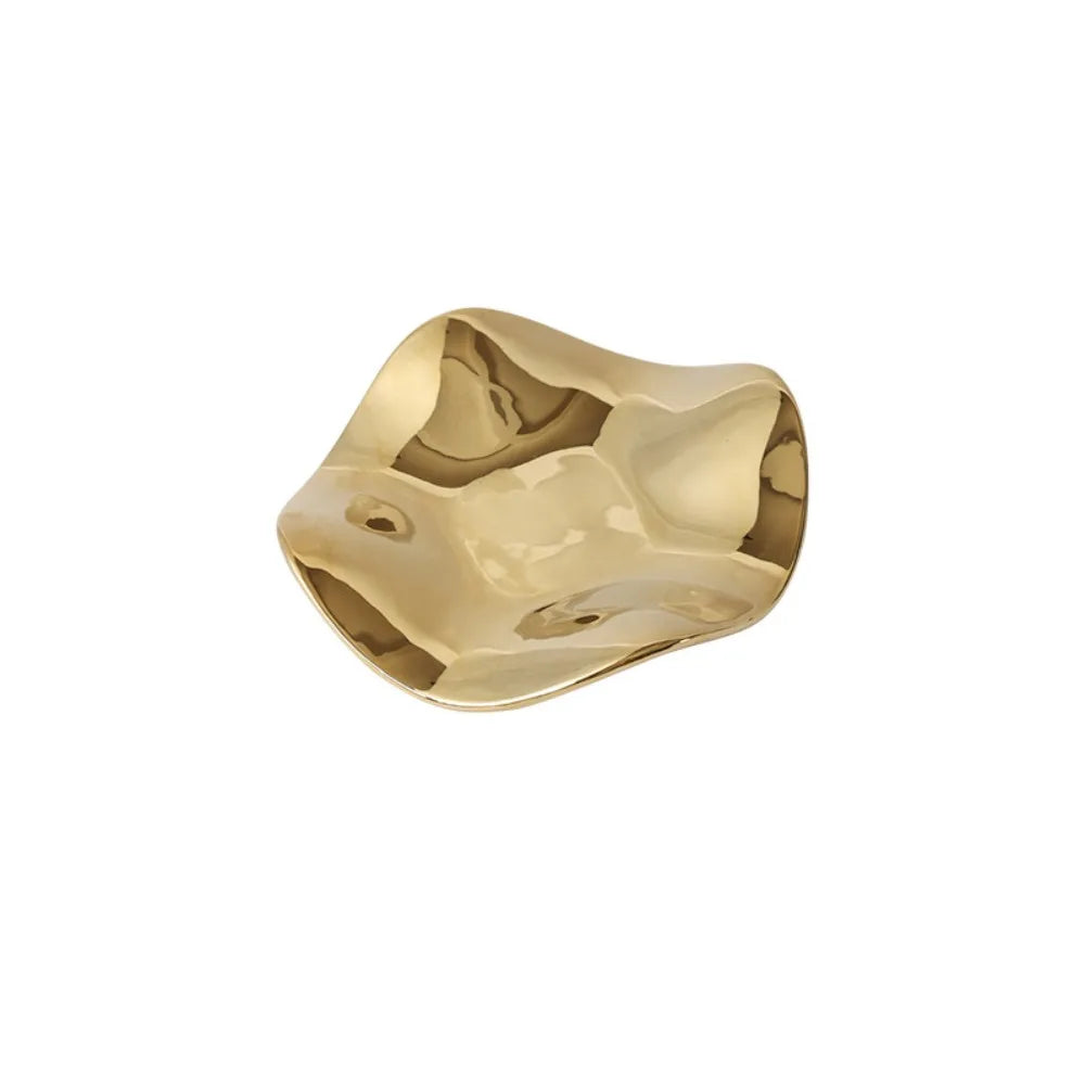 Ceramic Jewelry Display Tray Irregular Flower Shaped Storage Plate Crafts Ins Style Decorative Plate for Dessert Cake Snack