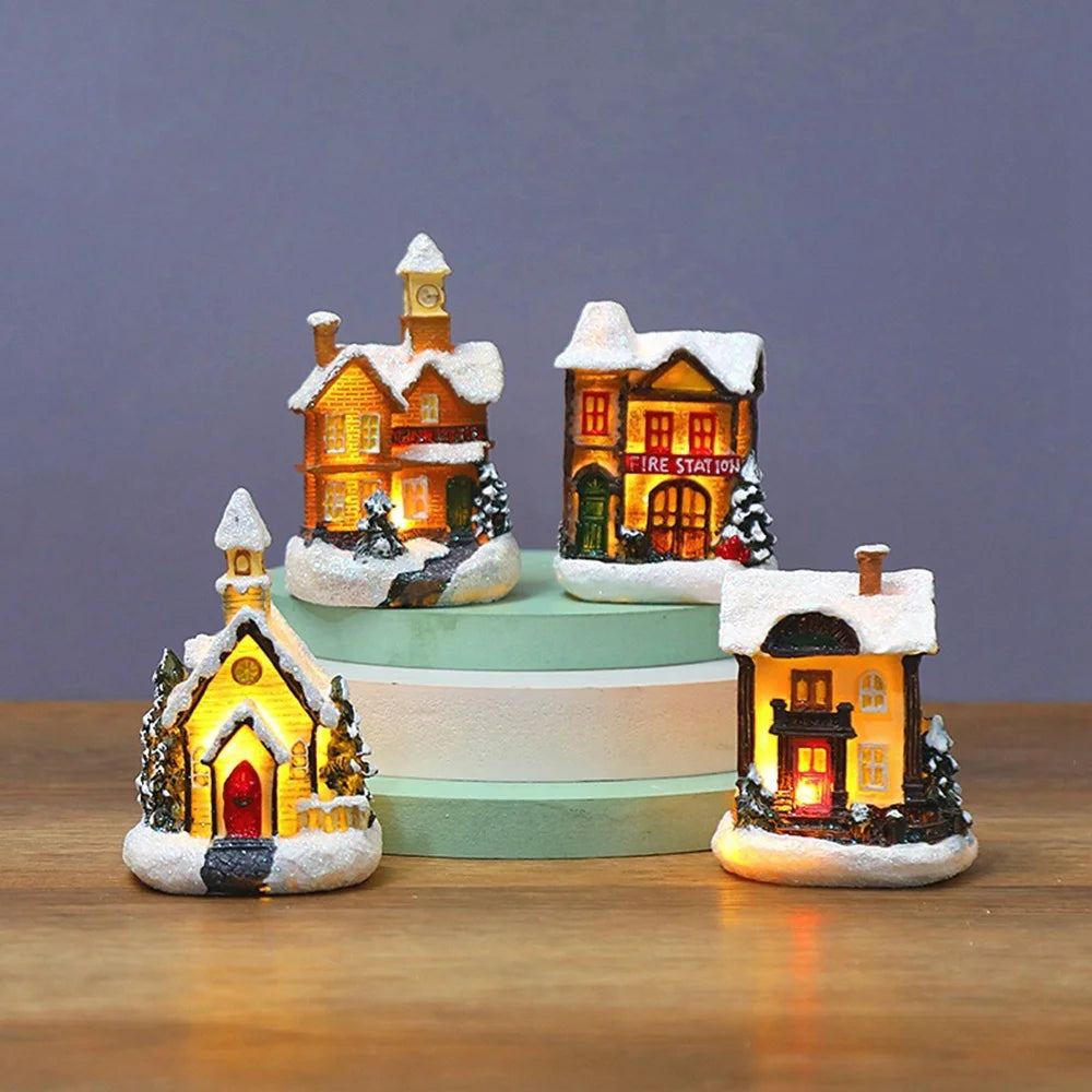 Christmas Luminous Small House LED Warm Lights European-Style Igloo Home Window Decoration Christmas Decoration D