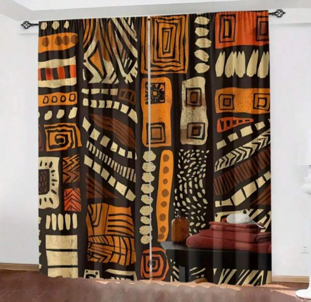 Bohemian pattern printed curtains, pole bag curtains 42*84, bedroom and living room, home decoration, room decoration