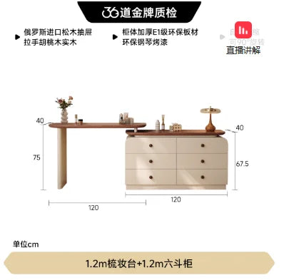 Wooden Vintage Dressing Table Girls Multifunctional Cabinets Fashionable Dressing Table Stool Standing Coiffeuse Rome Furniture